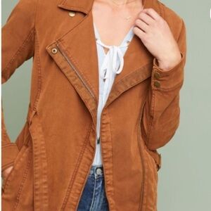 Anthropologie Everyday Moto Cedar Chestnut Brown Fall Utility Jacket